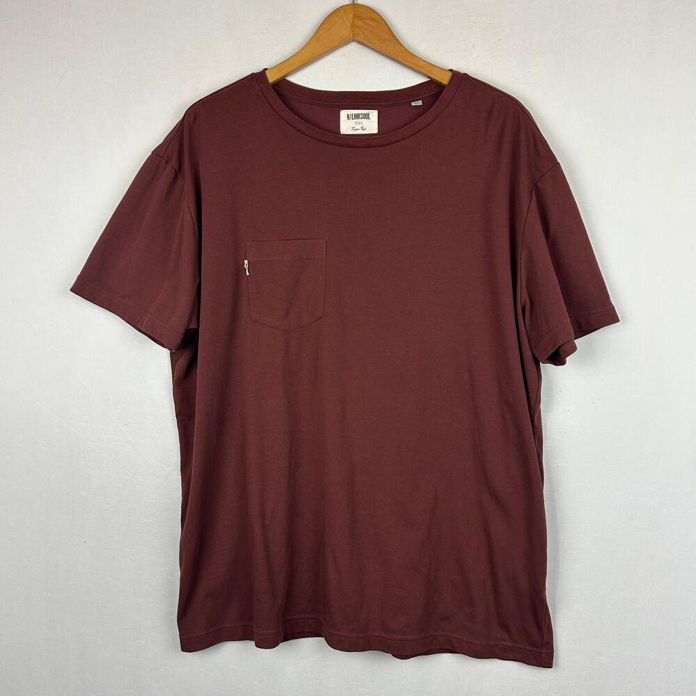 LinkSoul Pocket Tee Organic Cotton Short Sleeve T-Shirt Maroon Men's Size XXL